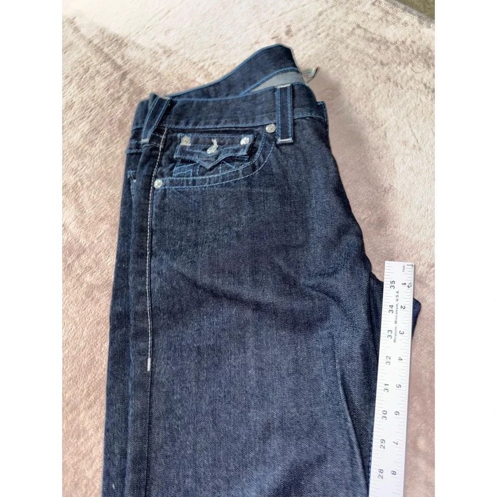 True Religion Mens Straight Blue Denim Jeans Dark Wash Slim‎ Fit Size 36